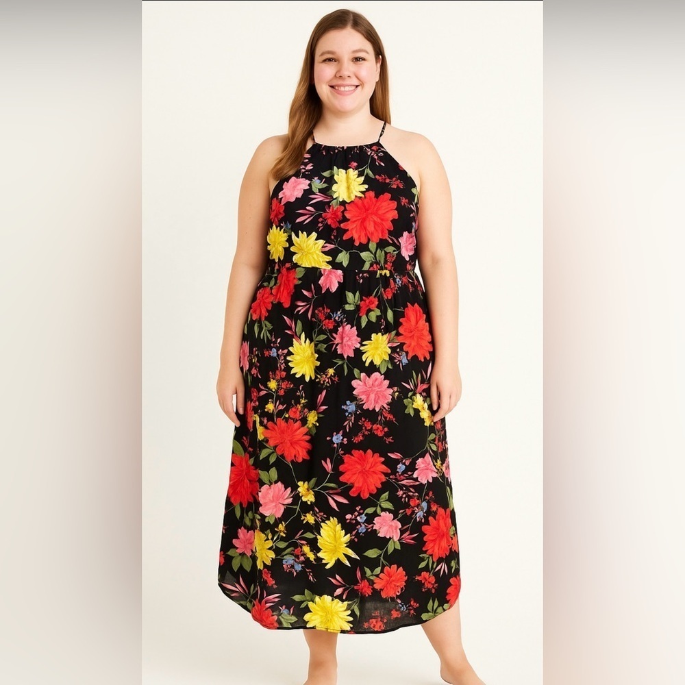 Old Navy Black Floral Dress - Picture 1 of 12